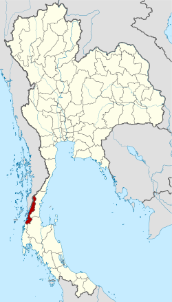 แผนที่ประเทศไทย จังหวัดระนองเน้นสีแดง