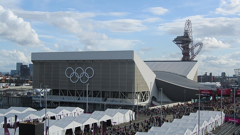 File:The Aquatic Centre and Orbit viewed from Cisco House.jpg