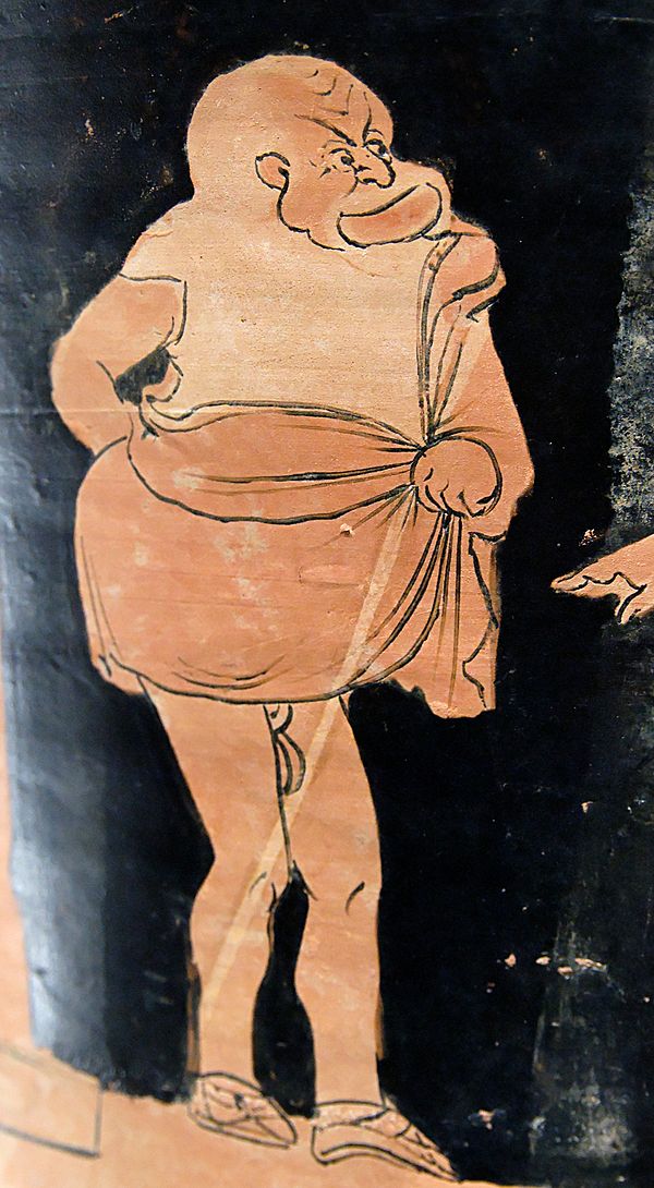 Actor on a Sicilian red-figured calyx-krater (c. 350–340 BC).