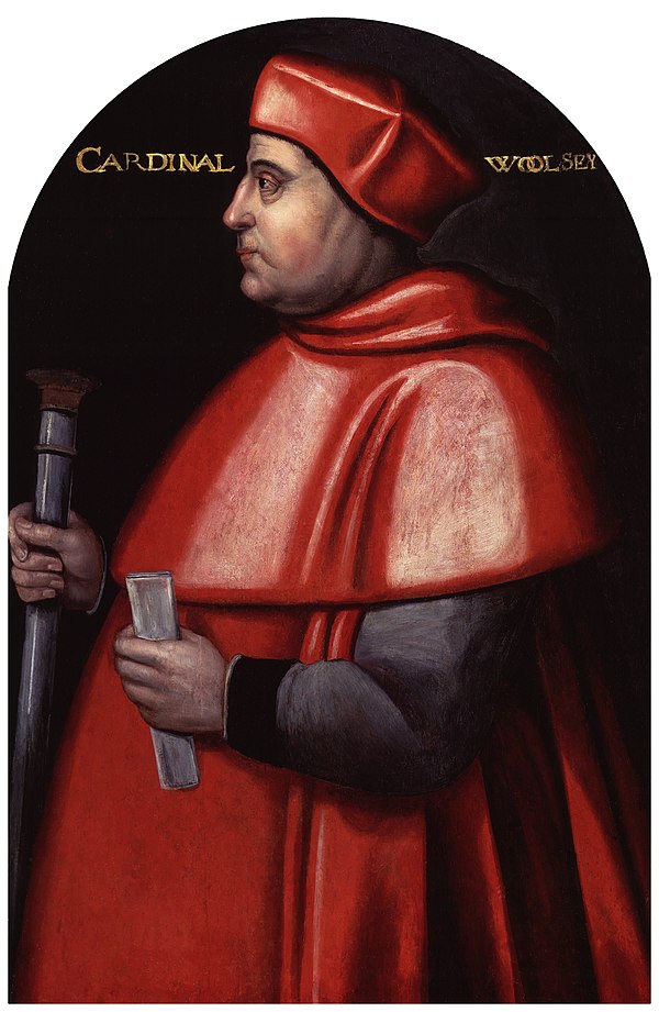 Thomas Wolsey by an unknown artist c. 1520 held in the National Portrait Gallery, London.