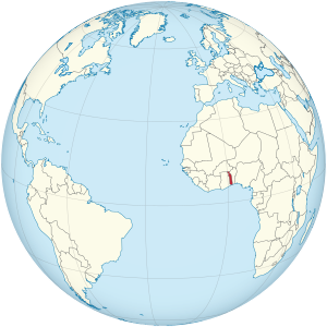 Togo on the globe (Cape Verde centered).svg