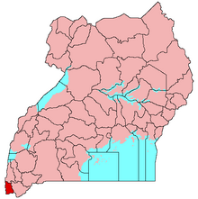 Map of Uganda showing Kisoro district.