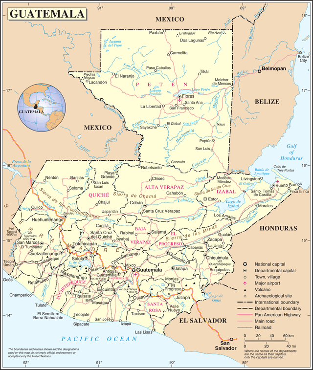Kaart van Guatemala