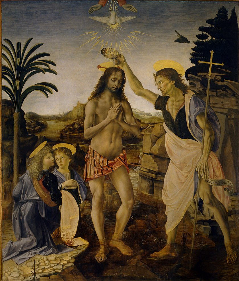 Verrocchio, Leonardo da Vinci - Battesimo di Cristo - Google Art Project.jpg