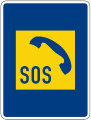Segnale con sfondo blu, rettangolo giallo e simbolo blu