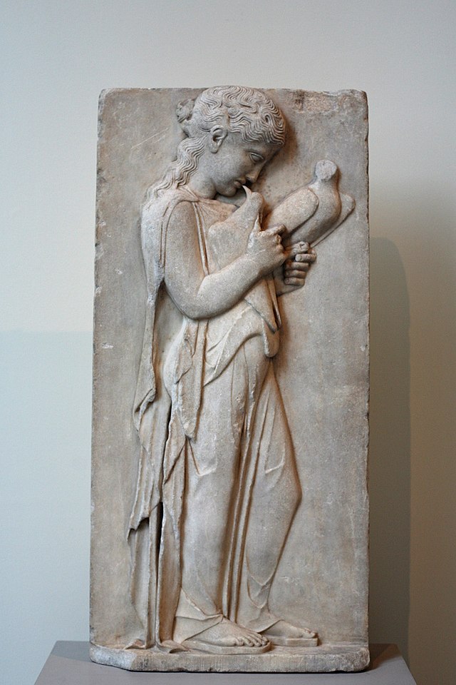 Marble grave stele of a little girl, Greek, Classical