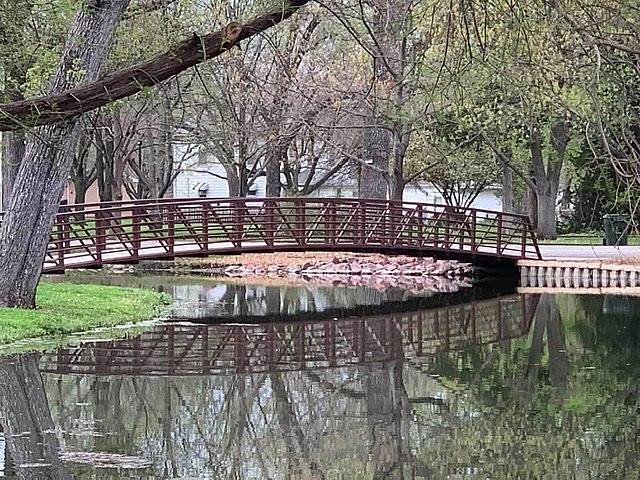 Fishing pond walking bridge in City Park