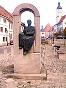 Monument for Walther von der Vogelweide in the Marketplace of Weißensee (Thüringen)