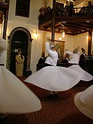 Turkey's Mevleviyye are renowned for their whirling dances. The body of the whirler is meant to be supple, with eyes open but unfocused so that images become blurred and flowing.