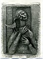 Woman with Bird, a bronze stele made by Ewa Kuryluk in 1967 for her father’s grave on the Powązki Cemetery in Warsaw, photo by Ewa Kuryluk, 1968.