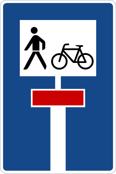 File:Zeichen 357-50 - Durchlässige Sackgasse für Fußgänger und Radverkehr, StVO 2009.svg