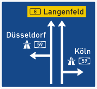 Zeichen 441 - Gegliederter Vorwegweiser zur Autobahn (3000x2750) - nach RWB; StVO 2009.svg