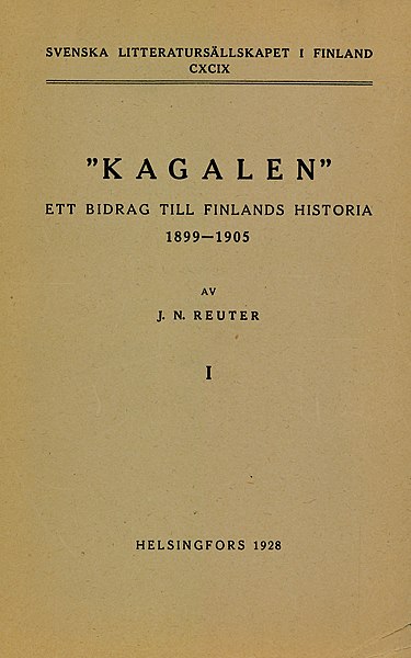 File:"Kagalen" - ett bidrag till Finlands historia 1899-1905 1 SLS-199 1928 book cover fd2019-00022125.jpg