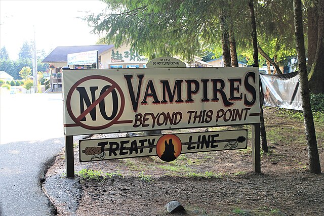 "No Vampires" sign in La Push, Washington