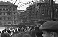 Az 1962. április 4-i katonai díszszemle a Dózsa György úton, szemben a Damjanich utca torkolata látszik