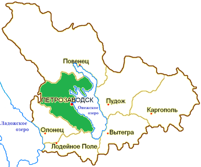 Петрозаводский уезд на карте