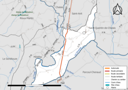 Carte en couleurs présentant le réseau hydrographique de la commune