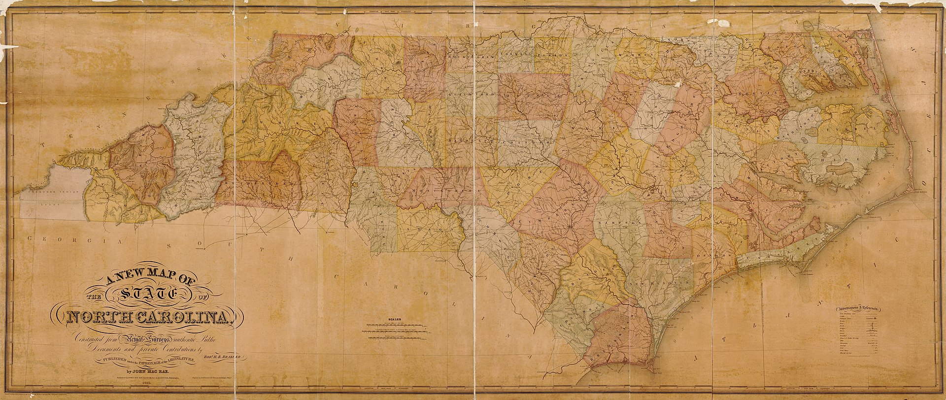 A map of North Carolina from 1833