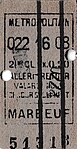 Ticket aller-retour émis le 22e jour de l'année 1916, soit le samedi 22 janvier 1916.