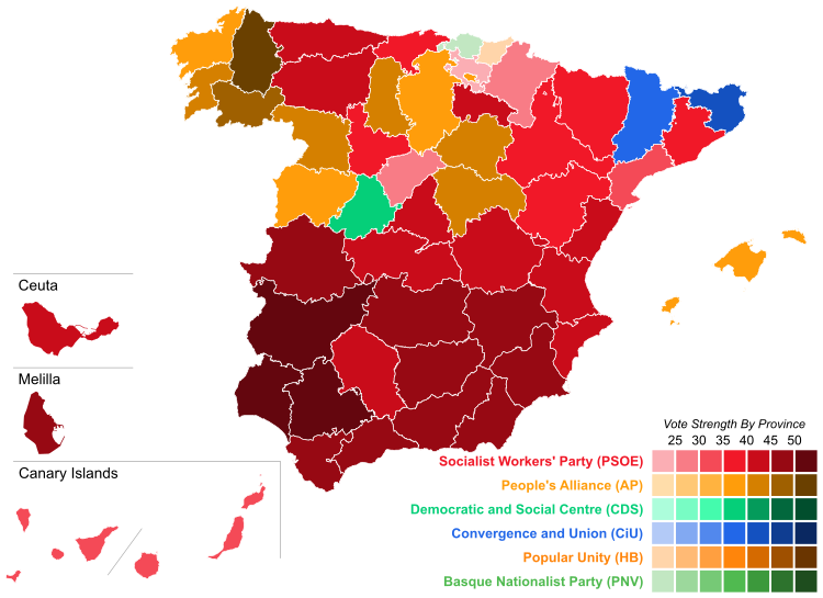 1987 European election in Spain - Vote Strength.svg