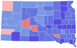 1998 United States Senate election in South Dakota results map by county.svg