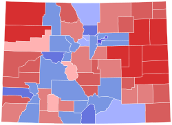 2016 United States Senate election in Colorado results map by county.svg