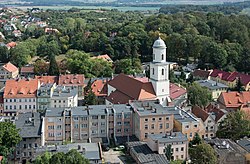 Pohled na město z věže bolkówského hradu