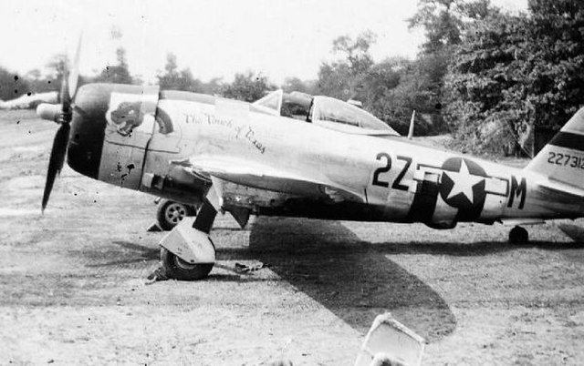 A P-47 Thunderbolt of the 405th Fighter Wing at RAF Christchurch, 1944
