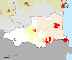 Banyuls-sur-Mer vonzáskörzetének elhelyezkedése a Pyrénées-Orientales megyében.