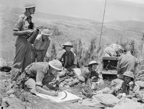 Command post of the 12th Battery, 2/6th Field Regiment, during the Battle of Merdjayoun, June 1941