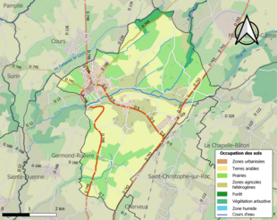 Kolorowa mapa przedstawiająca użytkowanie gruntów.