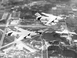 A pair of VAH-7 A3D-2 Skywarriors fly over Naval Air Station Sanford circa 1959 A-3B Skywarriors of VAH-7 flying over NAS Sanford.jpg