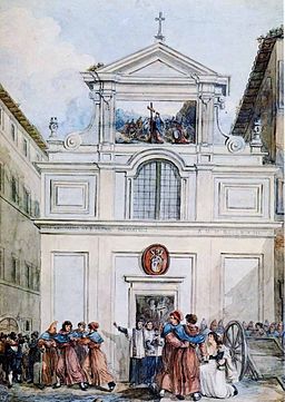 Sant'Elena dei Credenzieri. Akvarell av Achille Pinelli.