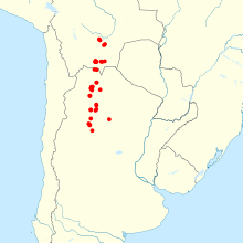 Argentinaning shimoli-g'arbiy qismidan Boliviyaning janubi-markazigacha bo'lgan tor chiziq bo'ylab tarqalgan joylar