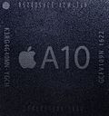 Apple logolu bir A10 mikroişlemcinin görüntüsü