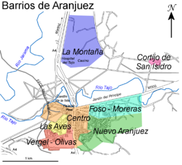 Mapa de los Barrios de Aranjuez (en español) / Map of the Districts of Aranjuez (in Spanish)