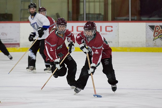 Women playing ringette in Canada's National Ringette League (NRL)