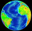 Océano Atlántico, imagen generada por computadora