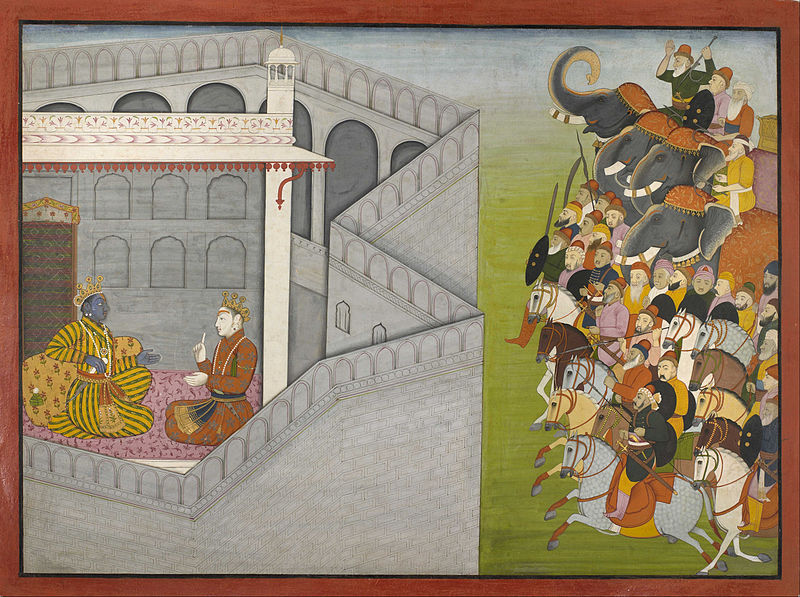 File:Attributed to Fattu - The Siege of Mathura by Jarasandha from the series Guler-Basholi "Bhagavata Purana" - Google Art Project.jpg