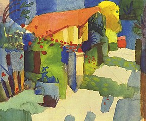 Macke: Haus im Garten, 1914