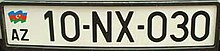 A plate of the type issued before 2011 Azerbaijan 1994 license plate.jpg