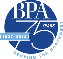 Logo used to commemorate 75 years of the Bonneville Power Administration. BPA-75-years-logo.svg