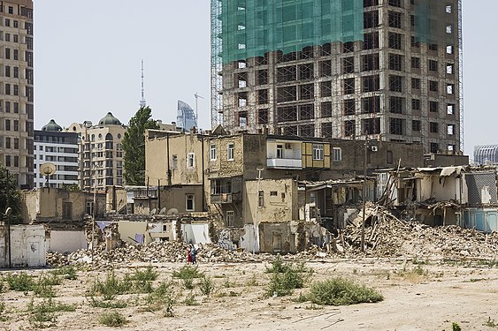 Baku. Demolition of old buildings before construction of new modern ones. Baku. Azerbaijan.