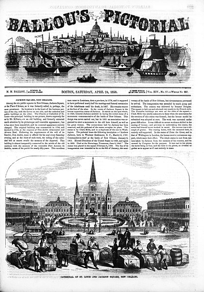 File:Ballou's Pictorial 1858 - Jackson Square New Orleans - Full page.jpg