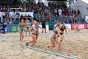 Deutsch: Beachhandball Europameisterschaften 2019 (Beach handball Euro); Tag 6: 7. Juli 2019 – Frauenfinale, Dänemark-Ungarn 2:0 (18:12, 23:22) English: Beach handball Euro; Day 6: 7 July 2019 – Women's Final – Denmark-Hungary 2:0 (18:12, 23:22)