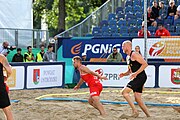 Deutsch: Beachhandball Europameisterschaften 2019 (Beach handball Euro); Tag 1: 2. Juli 2019 – Männer, Vorrunde Gruppe D, Polen-Schweden 2:1 (18:10, 15:9; 8:6) English: Beach handball Euro; Day 1: 2 July 2019 – Men Preliminary Round Group D – Poland-Sweden 2:1 (18:10, 15:9; 8:6)