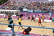 Deutsch: Beachhandball bei den Olympischen Jugendspielen 2018; Tag 3, 9. Oktober 2018; Jungs, Vorrunde, Gruppe A - Ungarn-Thailand 2:1 English: Beach handball at the 2018 Summer Youth Olympics at 9 October 2018 – Girls Preliminary Round Group A‎ – Hungary-Thailand 2:1