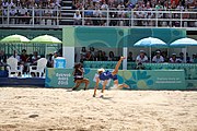 Deutsch: Beachvolleyball bei den Olympischen Jugendspielen 2018; Tag 11, 17. Oktober 2018; Jungen,Finale – Niederlande (Matthew Immers/Yorick de Groot)-Schweden (David Åhman/Jonatan Hellvig) 0:2 (20–22/15–21) English: Beach volleyball at the 2018 Summer Youth Olympics at 17 October 2018 – Final – Netherlands (Matthew Immers/Yorick de Groot)-Sweden (David Åhman/Jonatan Hellvig) 0:2 (20–22/15–21)