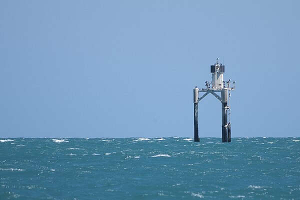 A navigational beacon denoting the presence of Orontes Bank off Port Vincent, South Australia.