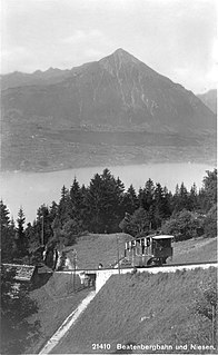 Thunersee–Beatenberg Funicular funicular in the Swiss Canton of Berne linking Beatenbucht on Lake Thun to the village of Beatenberg